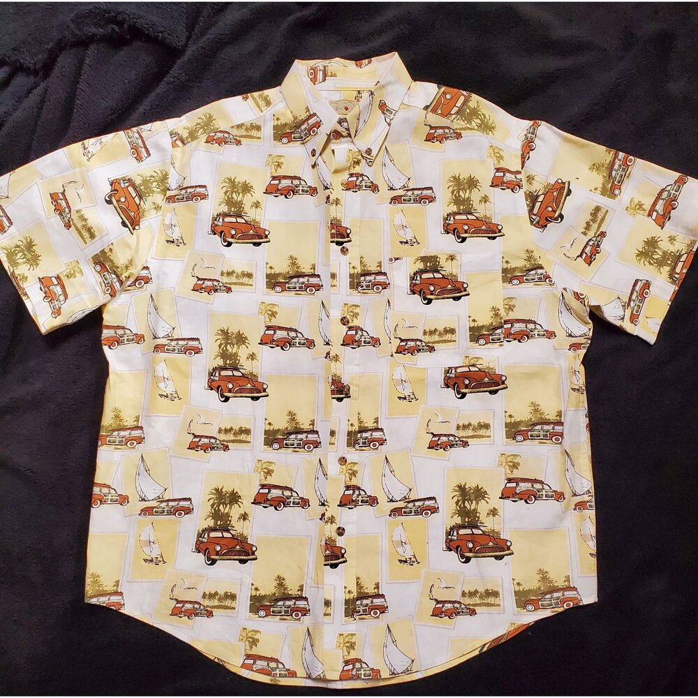 Royal Palm Button Down Casual Shirt Men's Size Medium